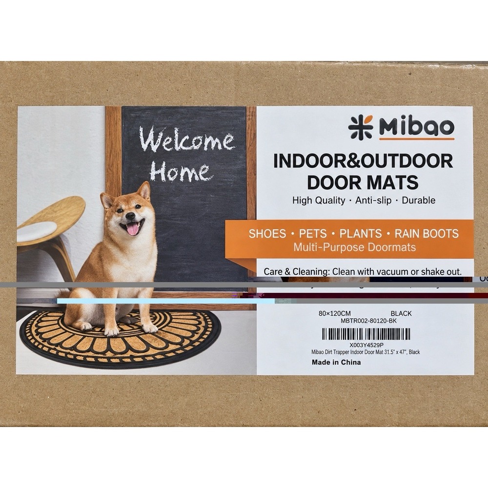 Mibao Indoor Outdoor Door Mat Large 31.5 x 47 Black Dirt Trapper Non Slip NIB